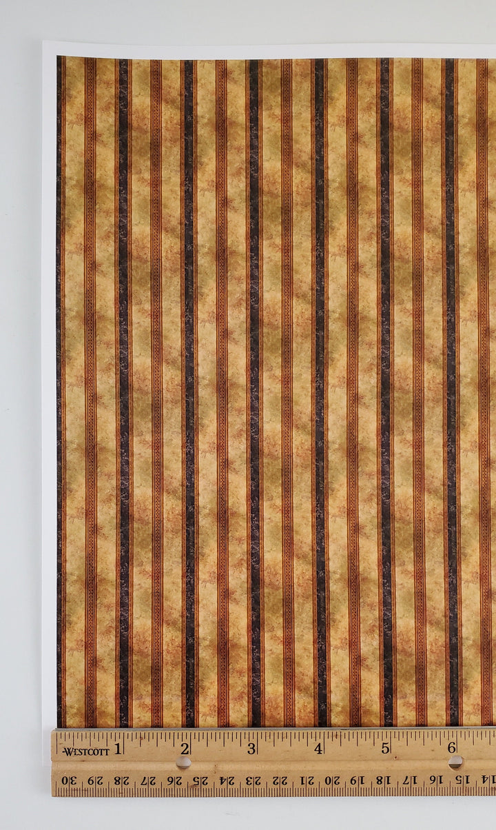 Dollhouse Wallpaper Striped Black Gold Darker 1:12 Scale Itsy Bitsy Miniatures