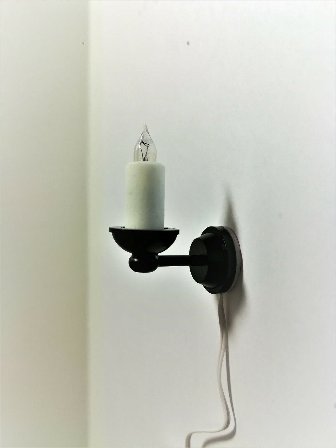 Dollhouse Miniature Black Single Candle Sconce 12 Volt w/Plug 1:12 Victorian