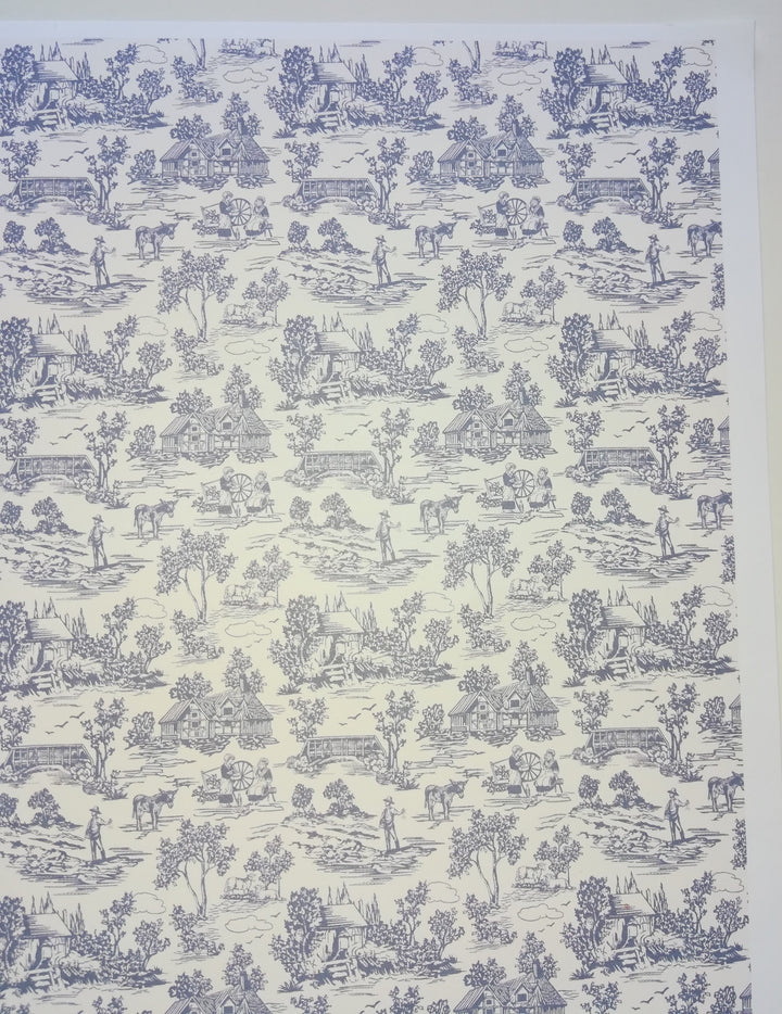 Dollhouse Wallpaper Brodnax "Campagne Toile Blue" 1:12 Scale Miniature