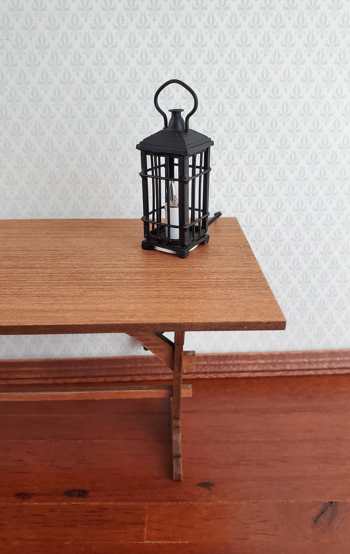 Dollhouse Miniature Black Lantern Light Candle 12 Volt with Plug 1:12 Scale Lighting
