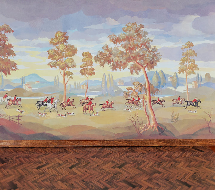 Dollhouse Wallpaper The Hunt Mural MiniGraphics 1:12 Scale Horses & Dogs
