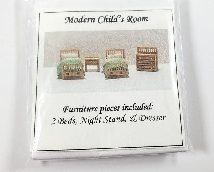 Dollhouse 1:144 Scale Furniture KIT DIY Child's Bedroom Set Beds Dresser +
