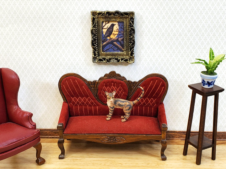 Miniature Raven with Moon Framed Print 1:12 Scale Halloween Haunted House