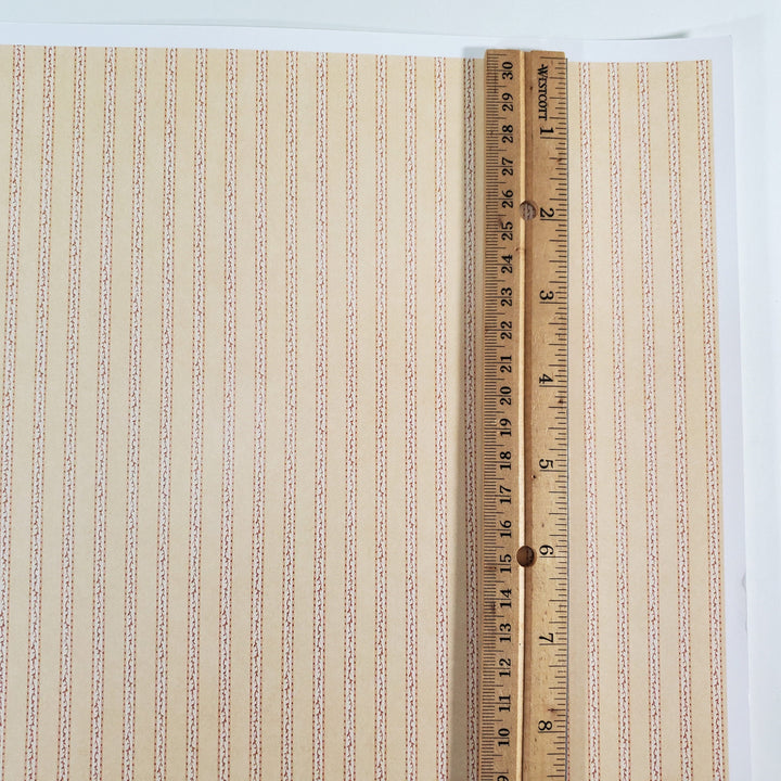 Dollhouse Wallpaper Stripes Red & Beige "Vine Stripe Red" 1:12 Scale Itsy Bitsy