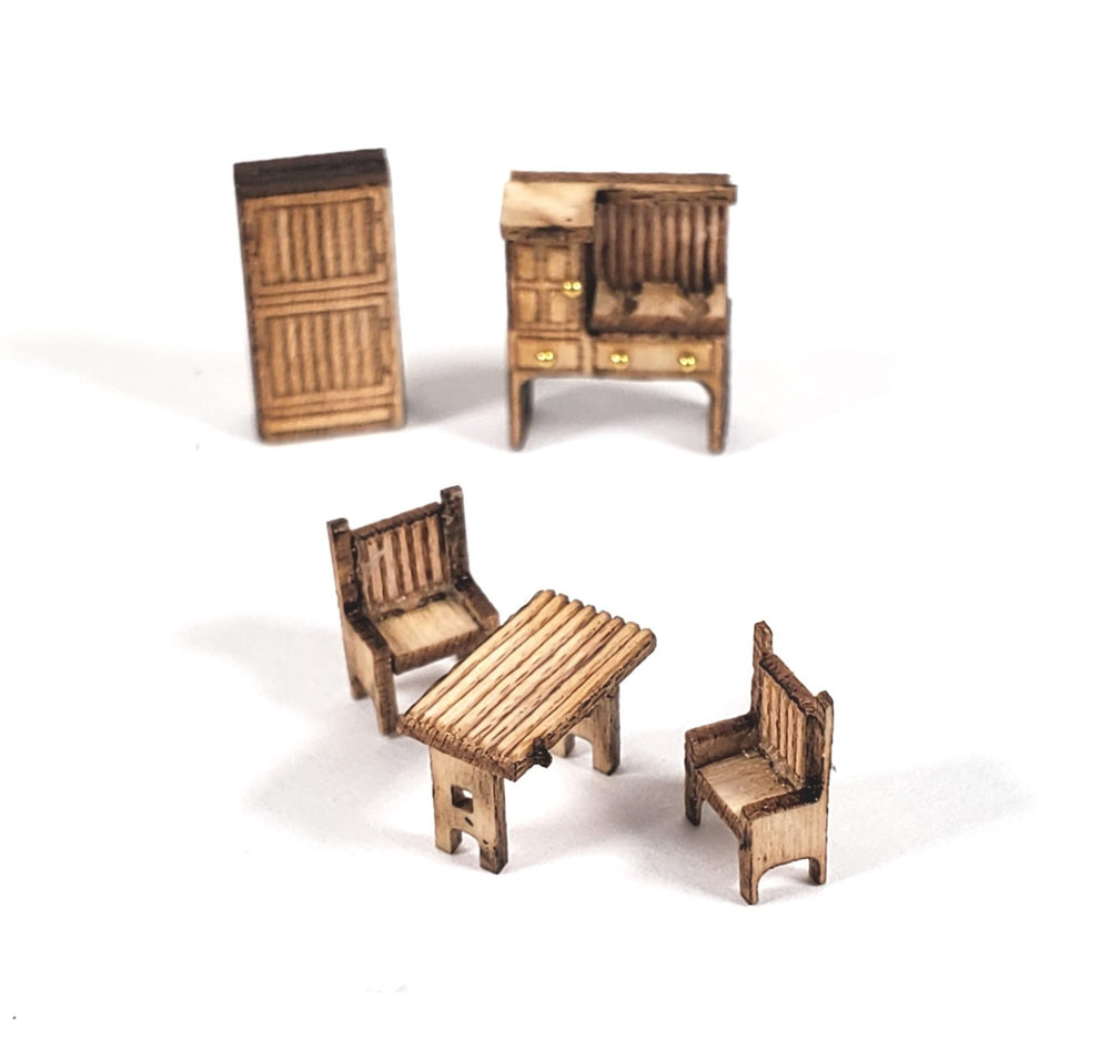Dollhouse 1:144 Scale Furniture KIT DIY Country Kitchen Stove Table Fridge - Miniature Crush