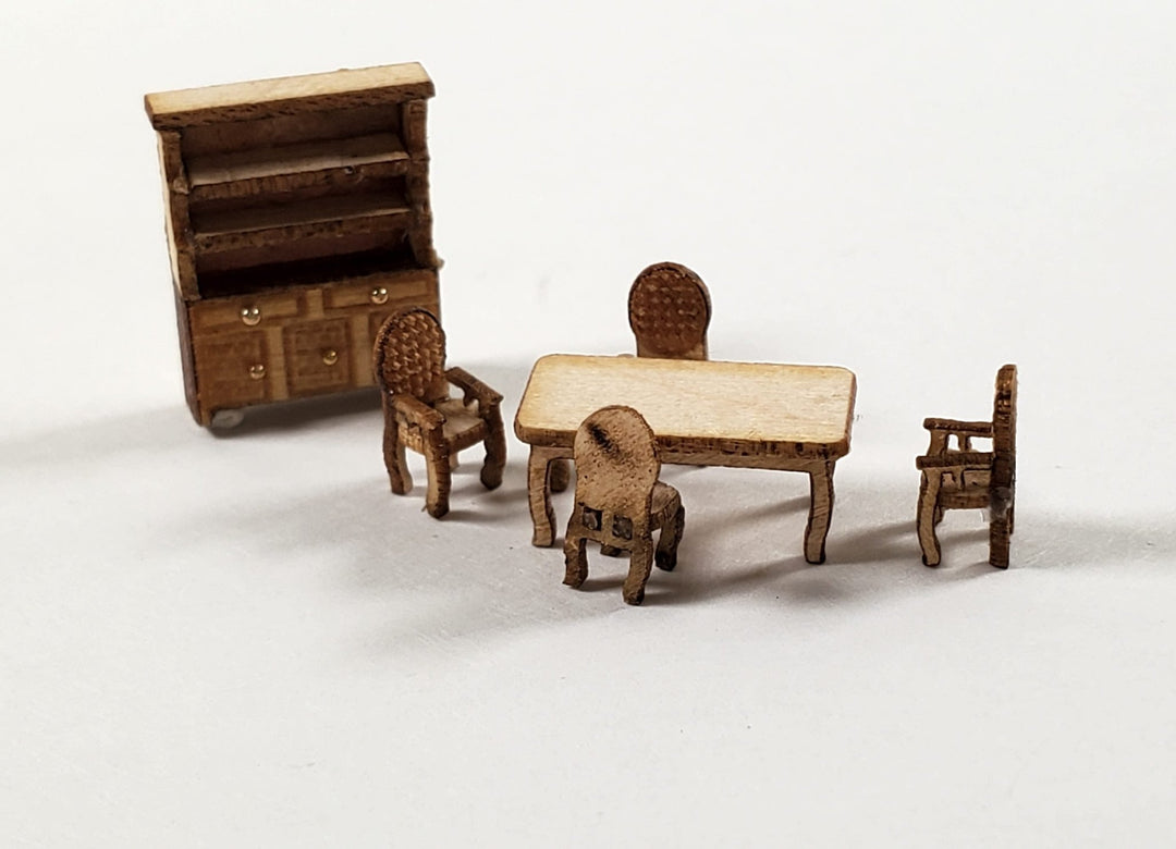 Dollhouse 1:144 Scale Furniture KIT DIY Dining Room Miniature Set Table Chairs + - Miniature Crush