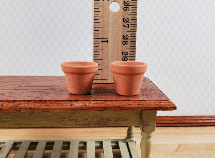 Dollhouse 2 Small Terra Cotta Planters Unglazed Clay Pots - MiniatureCrush