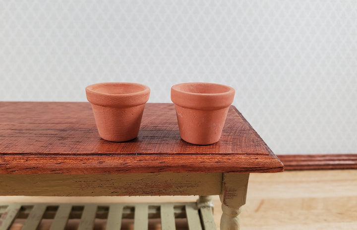 Dollhouse 2 Small Terra Cotta Planters Unglazed Clay Pots - MiniatureCrush
