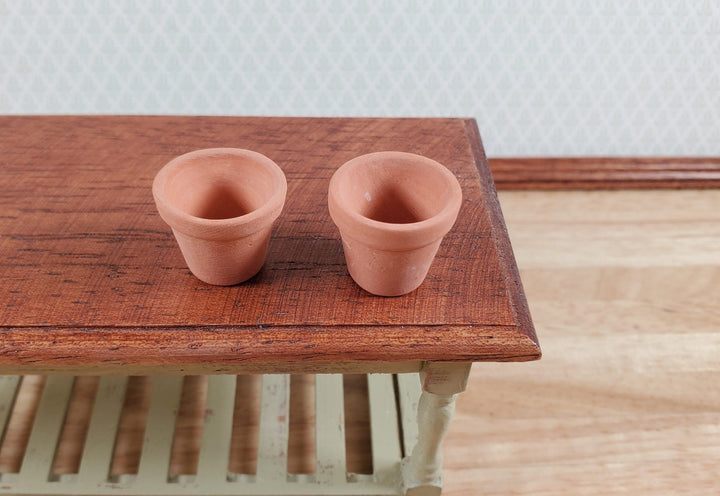 Dollhouse 2 Small Terra Cotta Planters Unglazed Clay Pots - MiniatureCrush