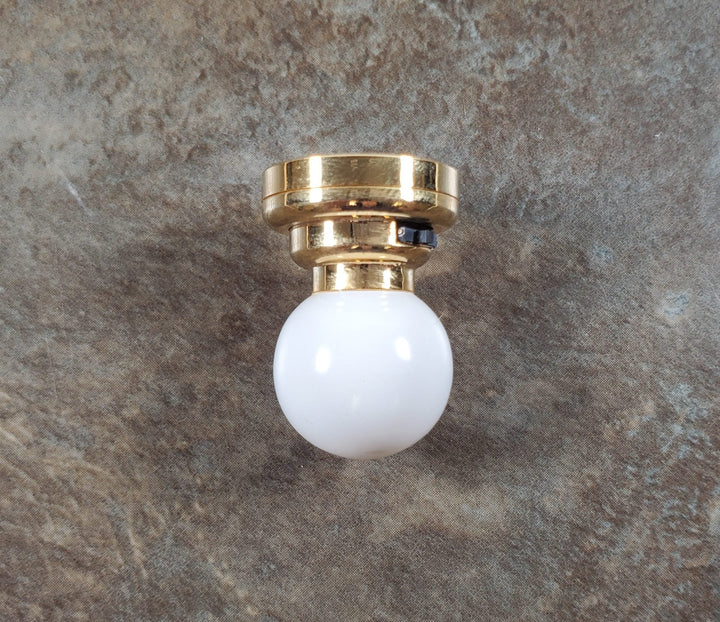Dollhouse Battery Ceiling Light Hanging White Globe Shade 1:12 Scale Houseworks - MiniatureCrush