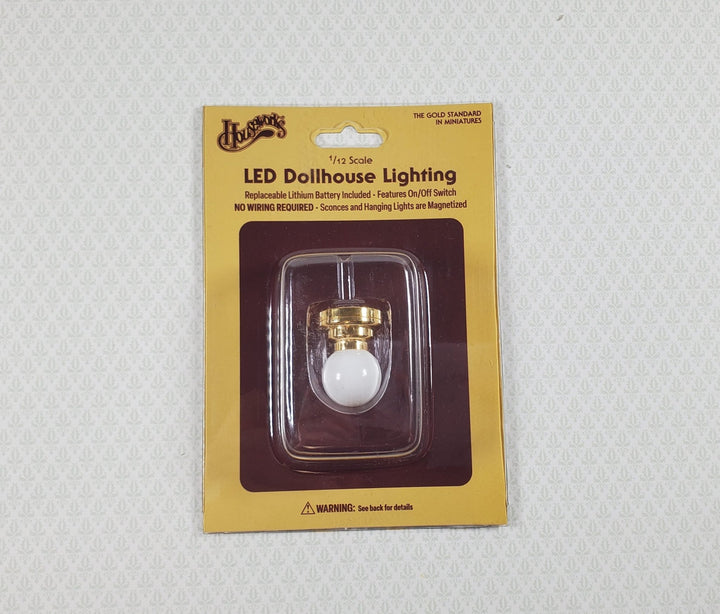 Dollhouse Battery Ceiling Light Hanging White Globe Shade 1:12 Scale Houseworks - MiniatureCrush