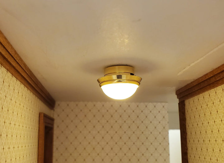 Dollhouse Battery Ceiling Light Low Profile Warm Light 1:12 Scale Houseworks - MiniatureCrush
