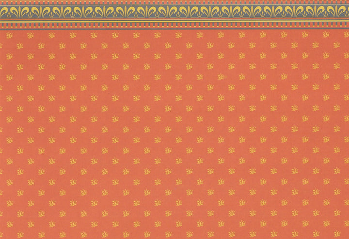 Dollhouse Brodnax Wallpaper "Jubilee" Red/Orange Gold Blue 1:12 Scale - Miniature Crush