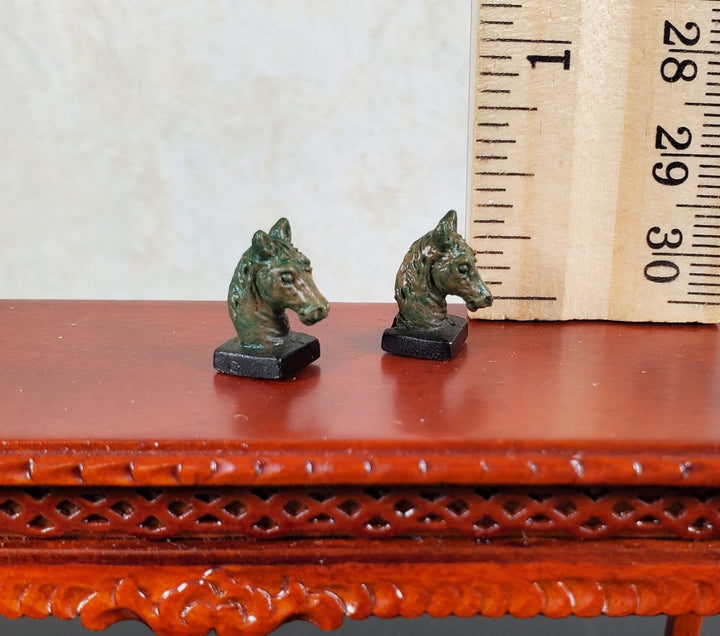 Dollhouse Bronze Horse Head Bookends Small 1:12 Scale by Falcon Miniatures - MiniatureCrush