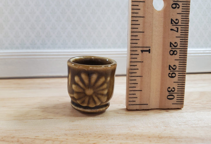 Dollhouse Brown Ceramic Planter Garden Pot 1:12 Scale Falcon Miniatures - MiniatureCrush