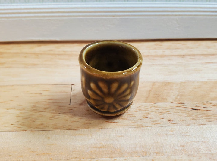 Dollhouse Brown Ceramic Planter Garden Pot 1:12 Scale Falcon Miniatures - MiniatureCrush