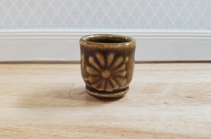 Dollhouse Brown Ceramic Planter Garden Pot 1:12 Scale Falcon Miniatures - MiniatureCrush