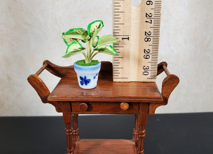 Dollhouse Caladium Plant in a Ceramic Planter 1:12 Scale Miniature Houseplant - MiniatureCrush