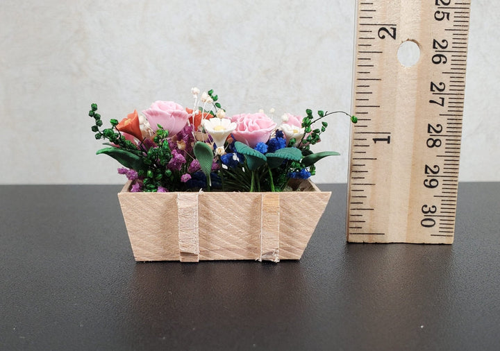Dollhouse Carnations and Assorted Flowers in Rustic Planter 1:12 Scale Miniature - MiniatureCrush