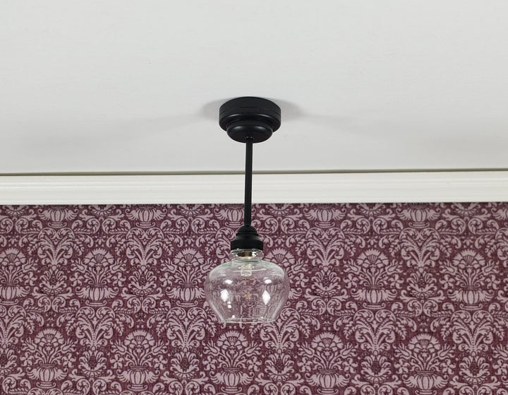Dollhouse Ceiling Light Modern Black Battery Operated 1:12 Scale Miniature - MiniatureCrush
