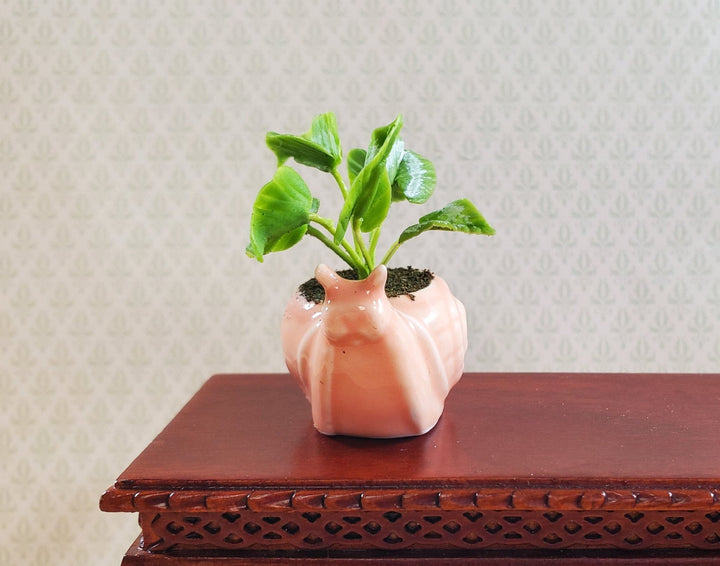 Dollhouse Ceramic Snail Planter with Houseplant 1:12 Scale Miniature - MiniatureCrush