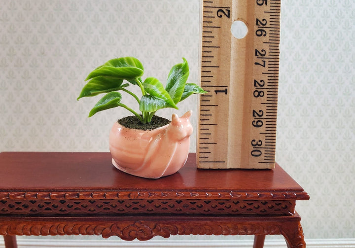 Dollhouse Ceramic Snail Planter with Houseplant 1:12 Scale Miniature - MiniatureCrush