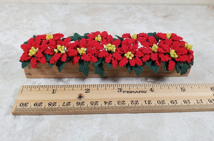 Dollhouse Deluxe Red Poinsettias in 5.5" Window Box Planter 1:12 Scale Miniature - MiniatureCrush