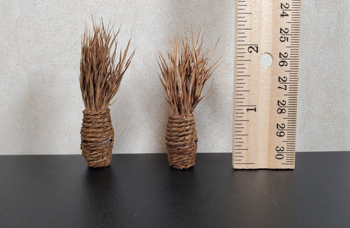 Dollhouse Dried Grass Arrangement in Woven Vase set of 2 1:12 Scale Miniature - MiniatureCrush