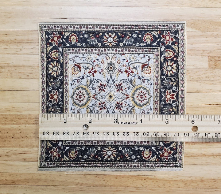 Dollhouse Fabric Rug Square Persian Style Green Gold 1:12 Scale Miniature Carpet - Miniature Crush