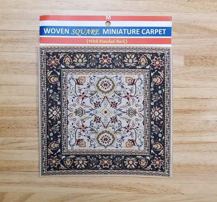 Dollhouse Fabric Rug Square Persian Style Green Gold 1:12 Scale Miniature Carpet - Miniature Crush
