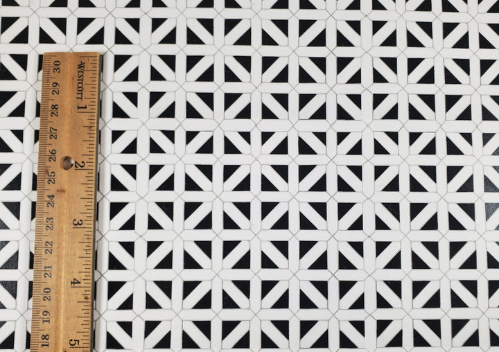 Dollhouse Flooring Black & White Tile 1:12 Scale Floor Wallpaper - MiniatureCrush