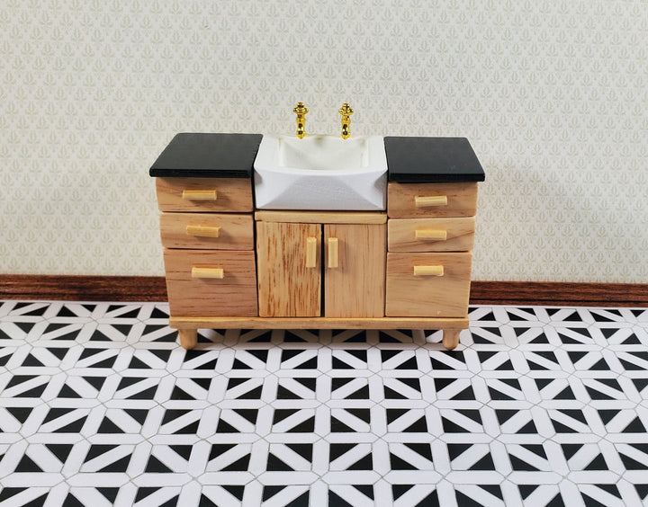 Dollhouse Flooring Black & White Tile 1:12 Scale Floor Wallpaper - MiniatureCrush