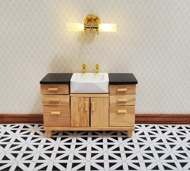 Dollhouse Flooring Black & White Tile 1:12 Scale Floor Wallpaper - MiniatureCrush
