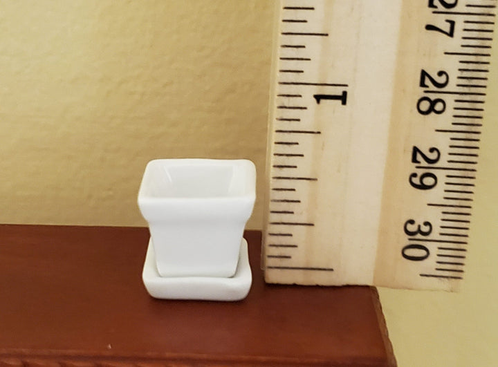 Dollhouse Flower Pots Planters Set of 2 White Ceramic 1:12 Scale Miniature - Miniature Crush