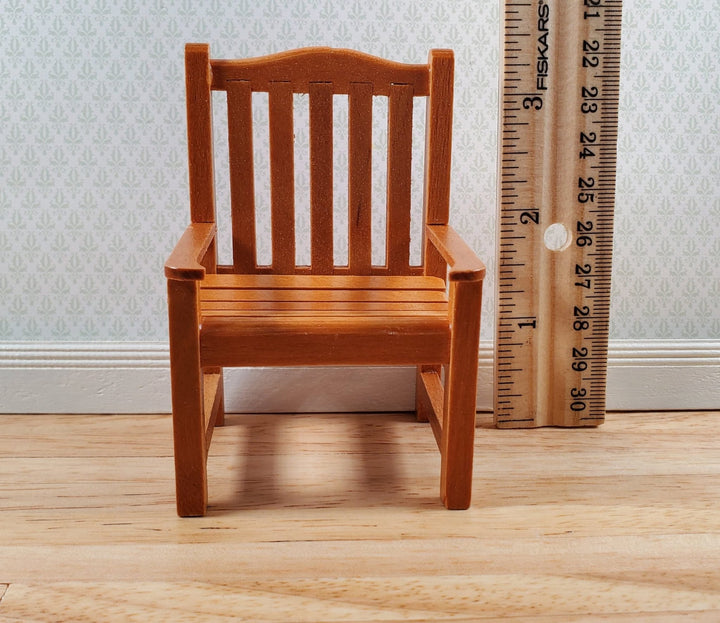 Dollhouse Garden Chair Wood with Walnut Finish 1:12 Scale Miniature Furniture - Miniature Crush