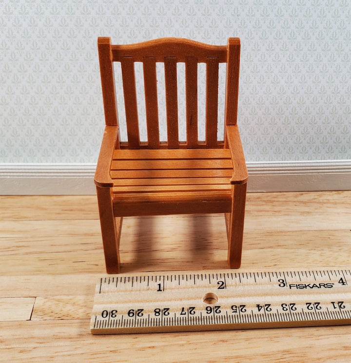 Dollhouse Garden Chair Wood with Walnut Finish 1:12 Scale Miniature Furniture - Miniature Crush
