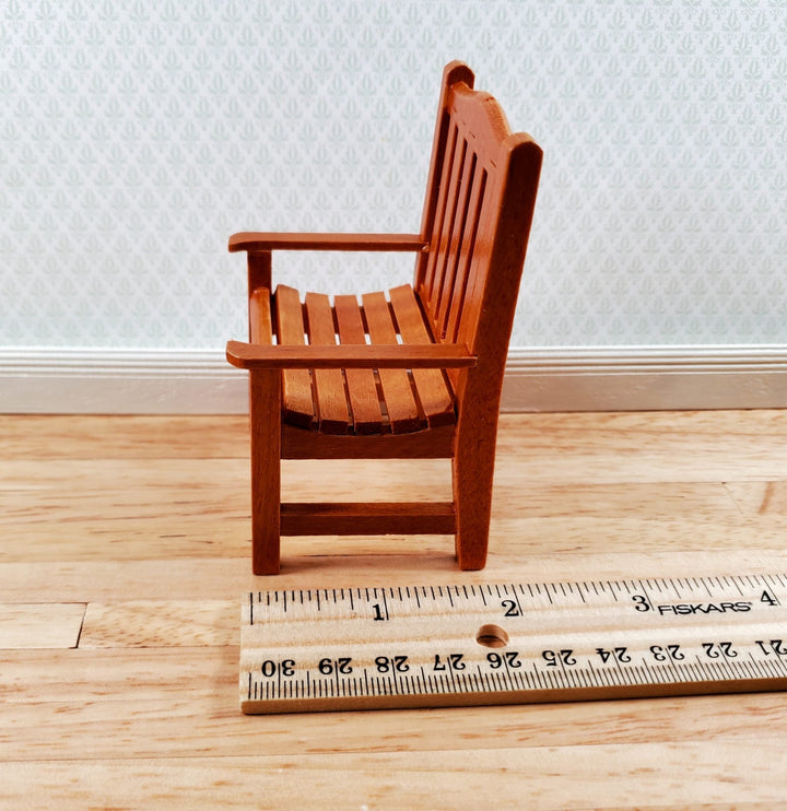 Dollhouse Garden Chair Wood with Walnut Finish 1:12 Scale Miniature Furniture - Miniature Crush