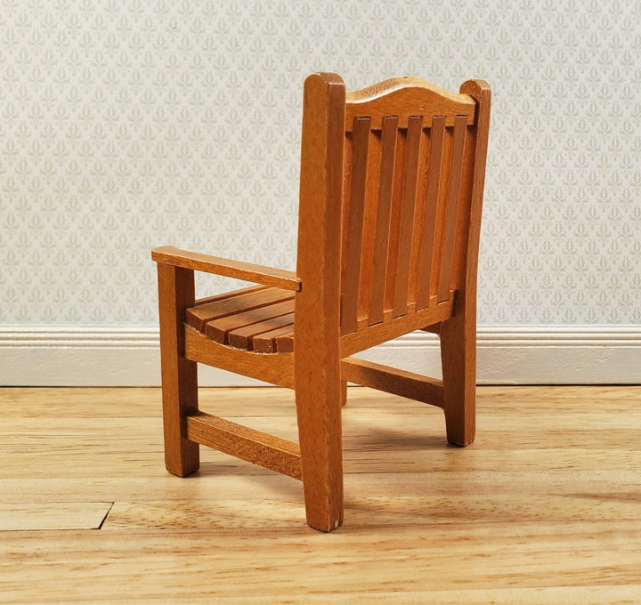 Dollhouse Garden Chair Wood with Walnut Finish 1:12 Scale Miniature Furniture - Miniature Crush