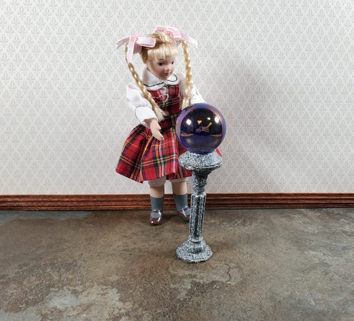 Dollhouse Garden Gazing Ball on a Pedestal 1:12 Scale Miniature Decor Accessory - Miniature Crush