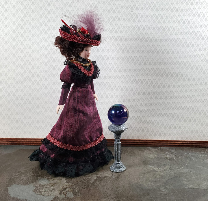 Dollhouse Garden Gazing Ball on a Pedestal 1:12 Scale Miniature Decor Accessory - Miniature Crush