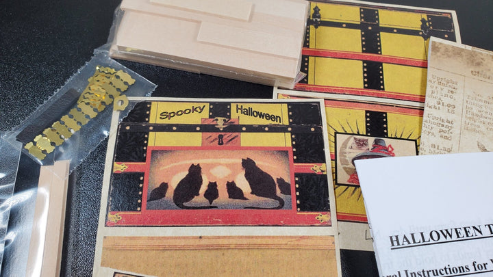 Dollhouse Halloween Trunk KIT Black Cats 1:12 Scale 1:12 Scale DIY Miniature - MiniatureCrush