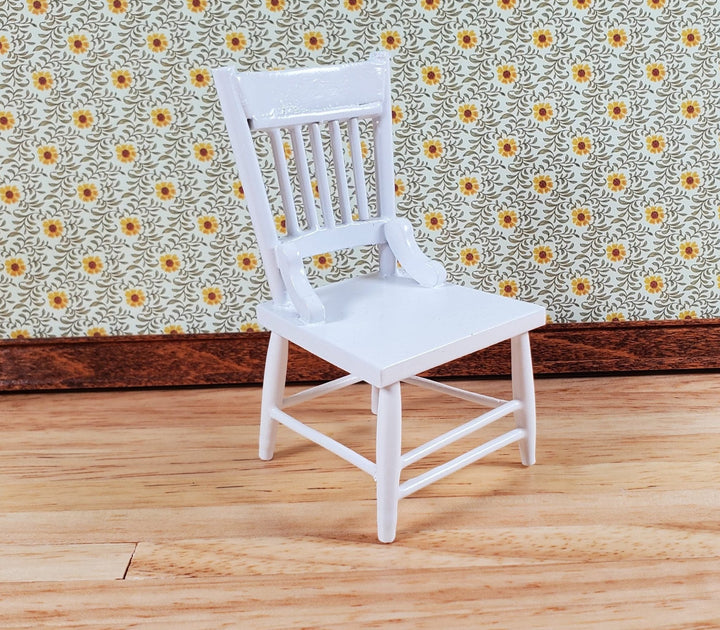 Dollhouse Kitchen Chair White Wood 1:12 Scale Miniature Furniture - Miniature Crush
