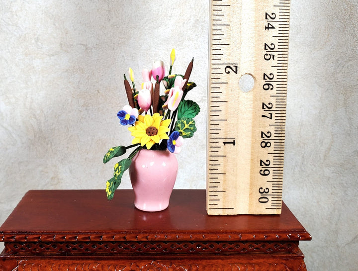 Dollhouse Large Vase of Flowers White Roses Calla Lilies 1:12 Scale Miniature - MiniatureCrush