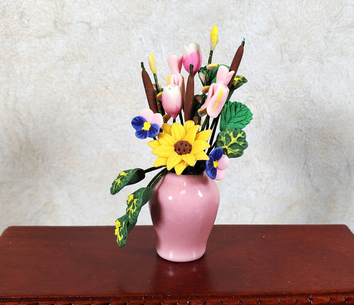 Dollhouse Large Vase of Flowers White Roses Calla Lilies 1:12 Scale Miniature - MiniatureCrush