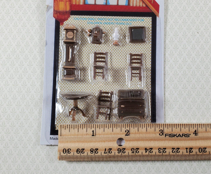 Dollhouse Miniature 1:48 Quarter Scale Furniture Table Chairs Grandfather Clock - Miniature Crush