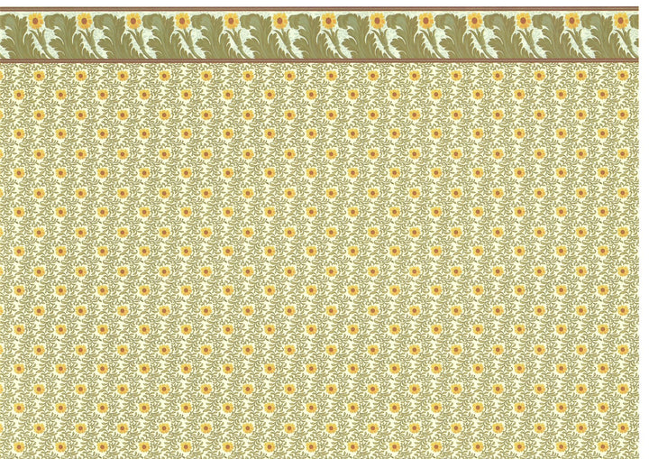 Dollhouse Miniature Wallpaper Brodnax Arts & Crafts "Sunflower" 1:12 Scale - Miniature Crush