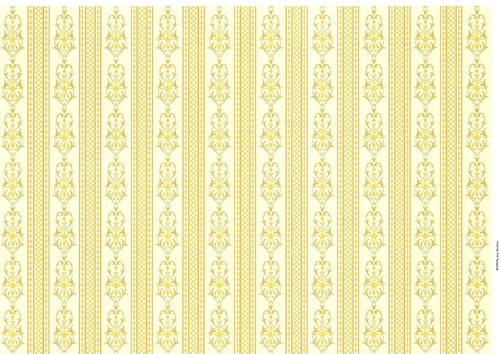 Dollhouse Miniature Wallpaper Brodnax Gold White Cream "Palais" 1:12 Scale - Miniature Crush