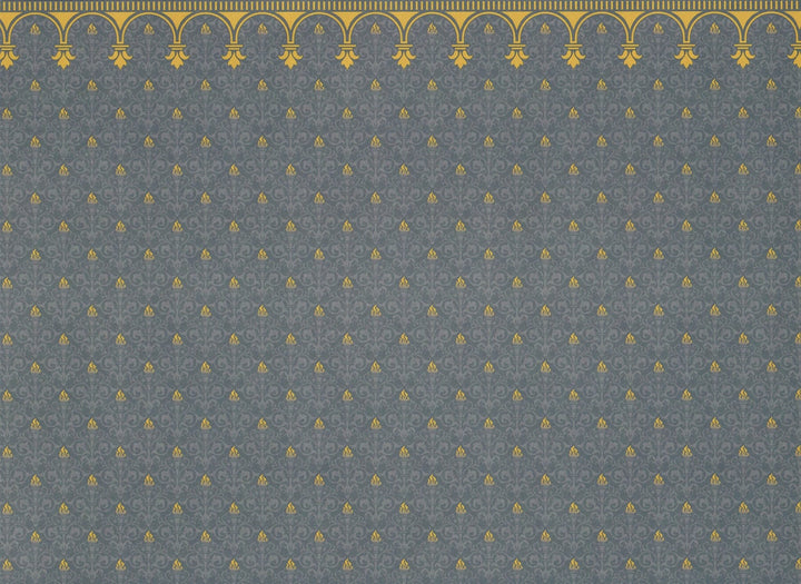 Dollhouse Miniature Wallpaper Brodnax Victorian Blue & Gold "Flambeau" 1:12 Scale - Miniature Crush