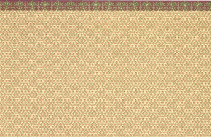 Dollhouse Miniature Wallpaper Brodnax Victorian Green Maroon "Medallion" 1:12 - Miniature Crush