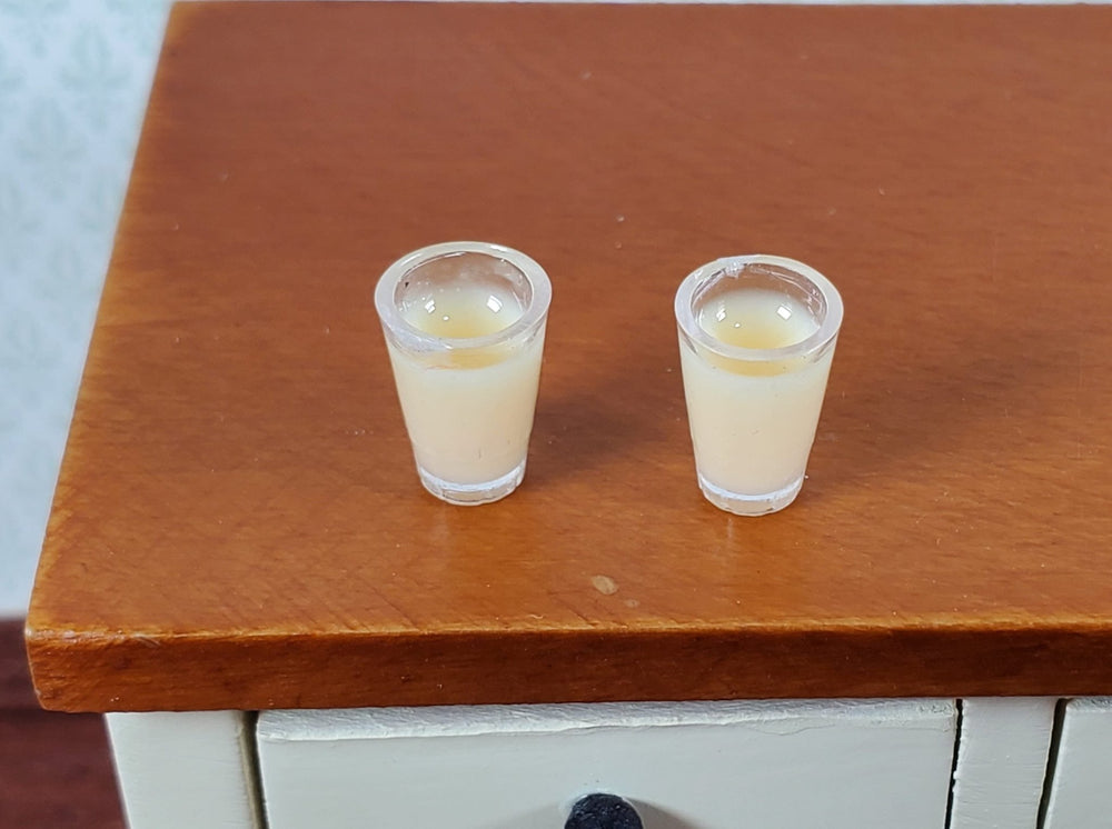 Dollhouse Miniatures Oat Milk 2 Filled Cups Small Glasses 1:12 Scale Food Decor - Miniature Crush